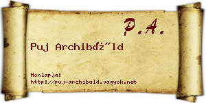 Puj Archibáld névjegykártya